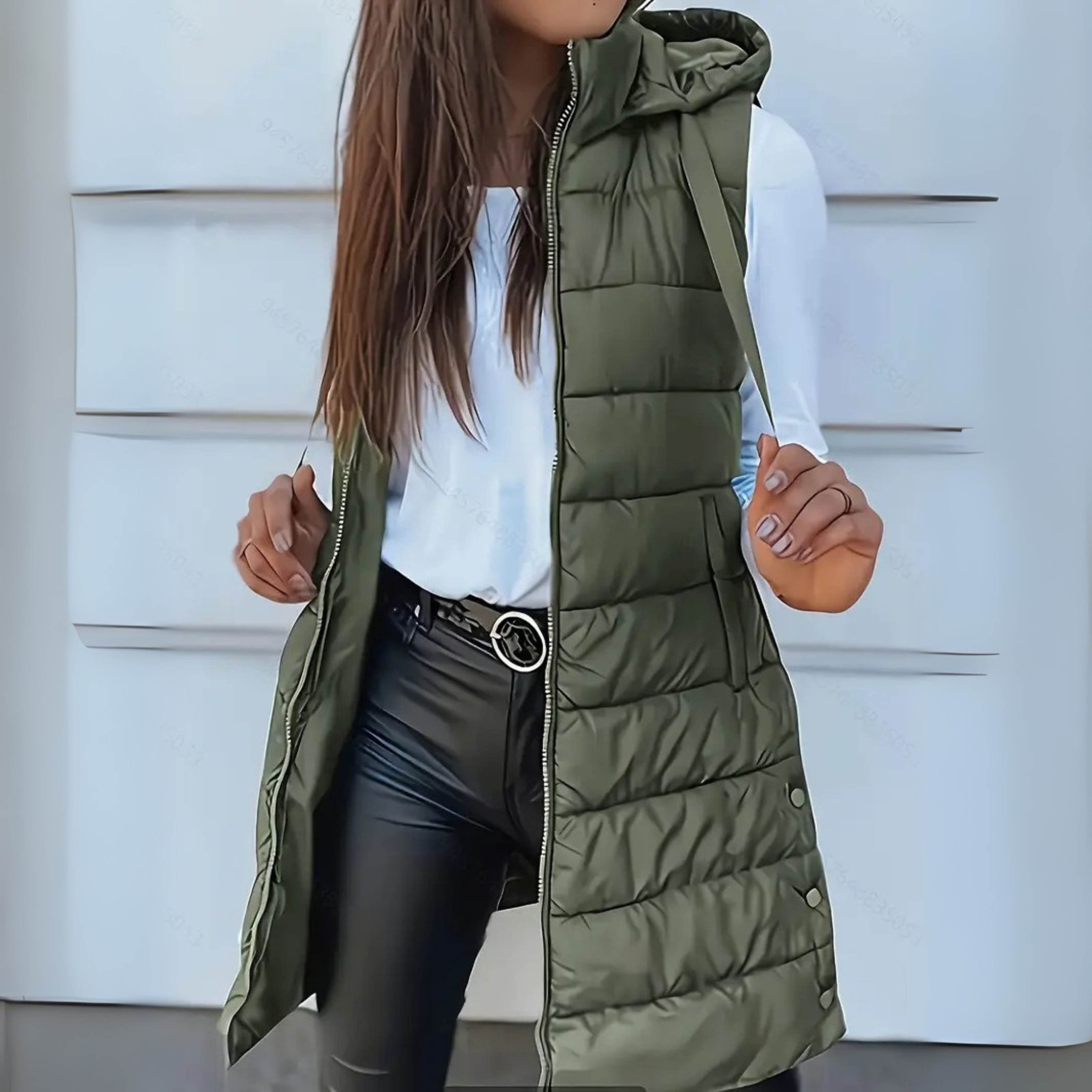 Aveline | Long Hooded Puffer Vest