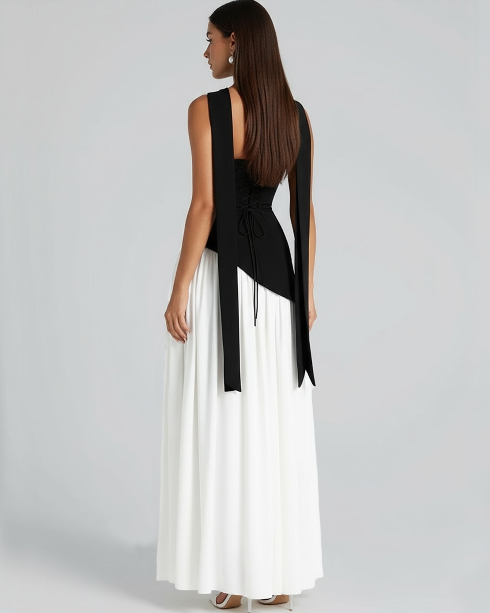 Leah Scarf Asymmetric Maxi Dress