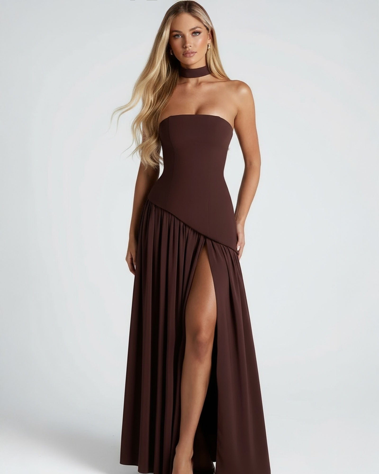 Leah Scarf Asymmetric Maxi Dress