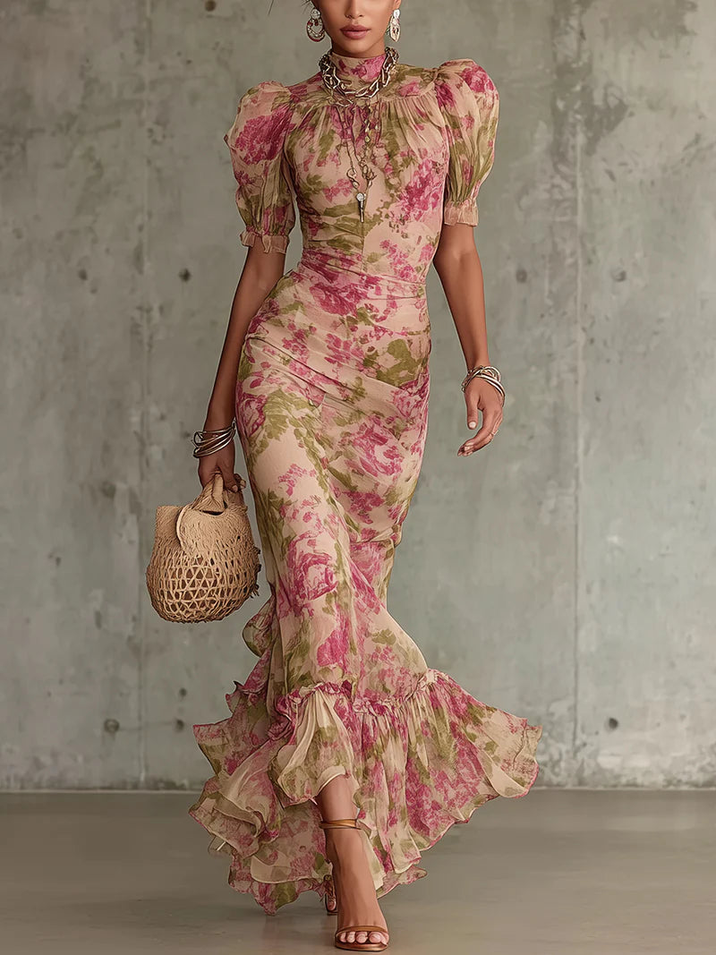 Cherry | Floral High-Neck Dress