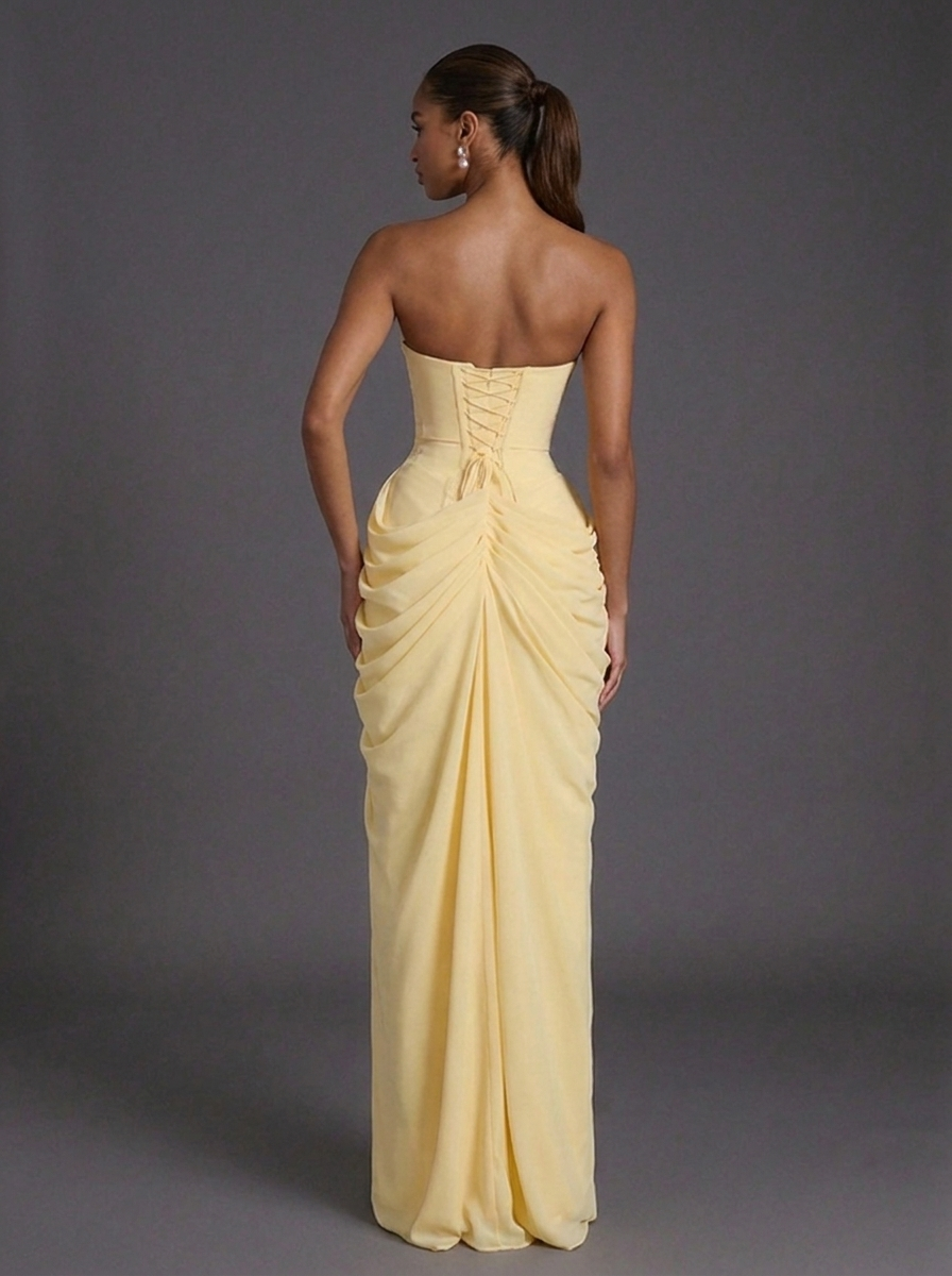 Marlou Strapless Corset Ruched Maxi Dress