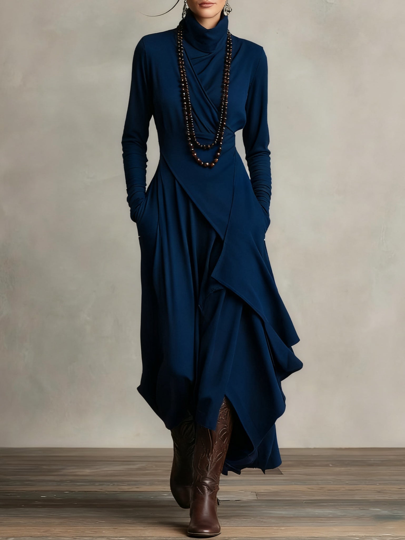 Giorgia | Asymmetrical Maxi Pleated Dress