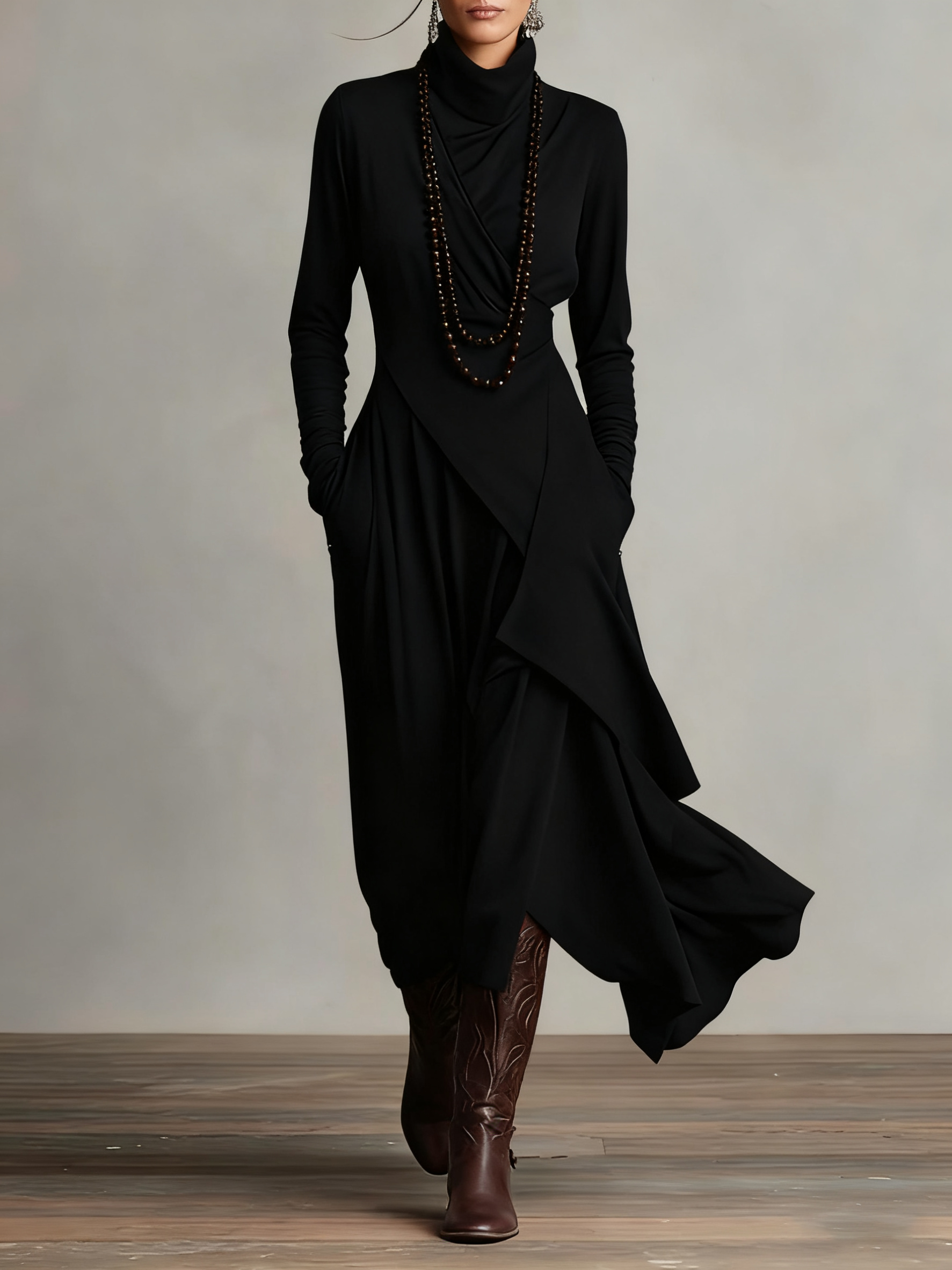 Giorgia | Asymmetrical Maxi Pleated Dress