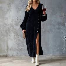 Nerea | Long Knitted Dress With Side Slit