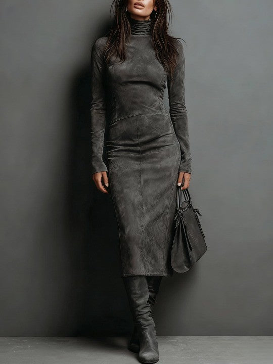 Ilaria | Midi Dress with High Collar and Long Sleeves