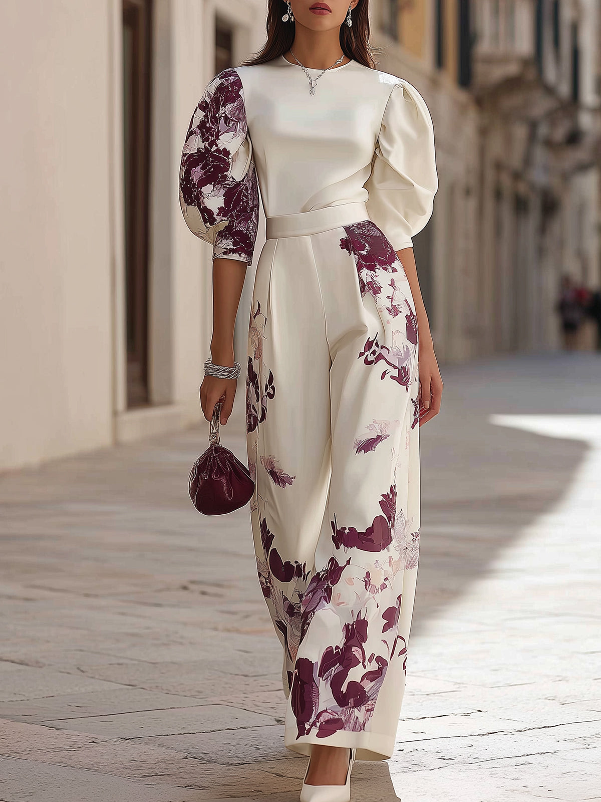 Luna Puff-Sleeve Pants Set