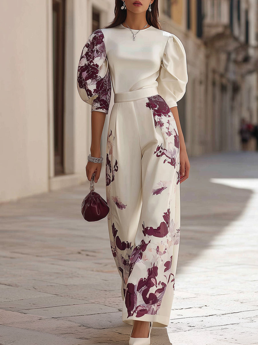 Luna Puff-Sleeve Pants Set