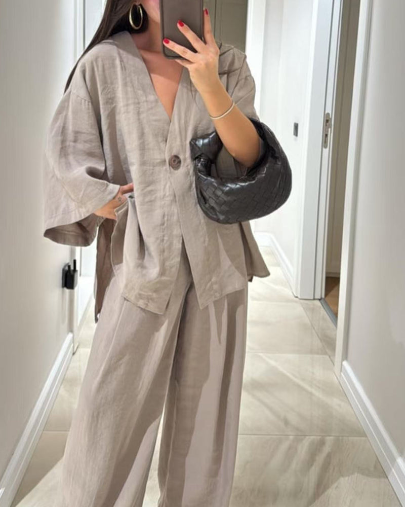 Sienna V-Neck Top & Pants Set