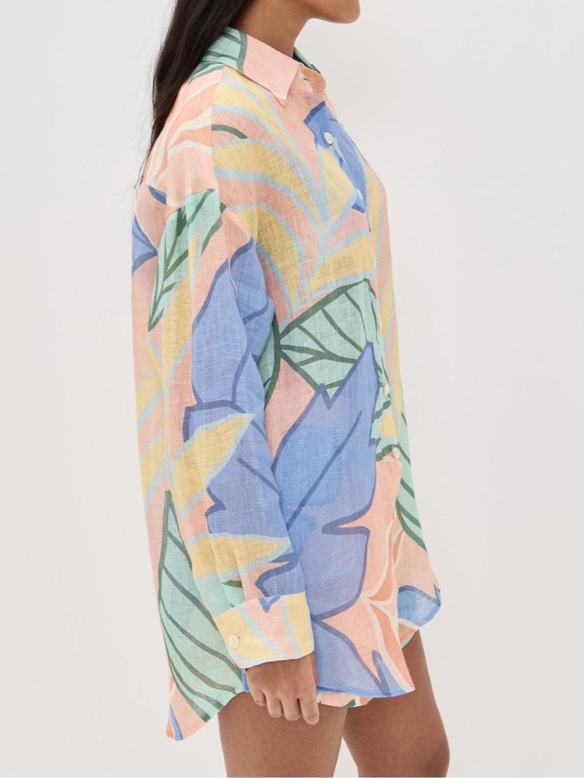 Diego Tropical Leaf Printed Short Set