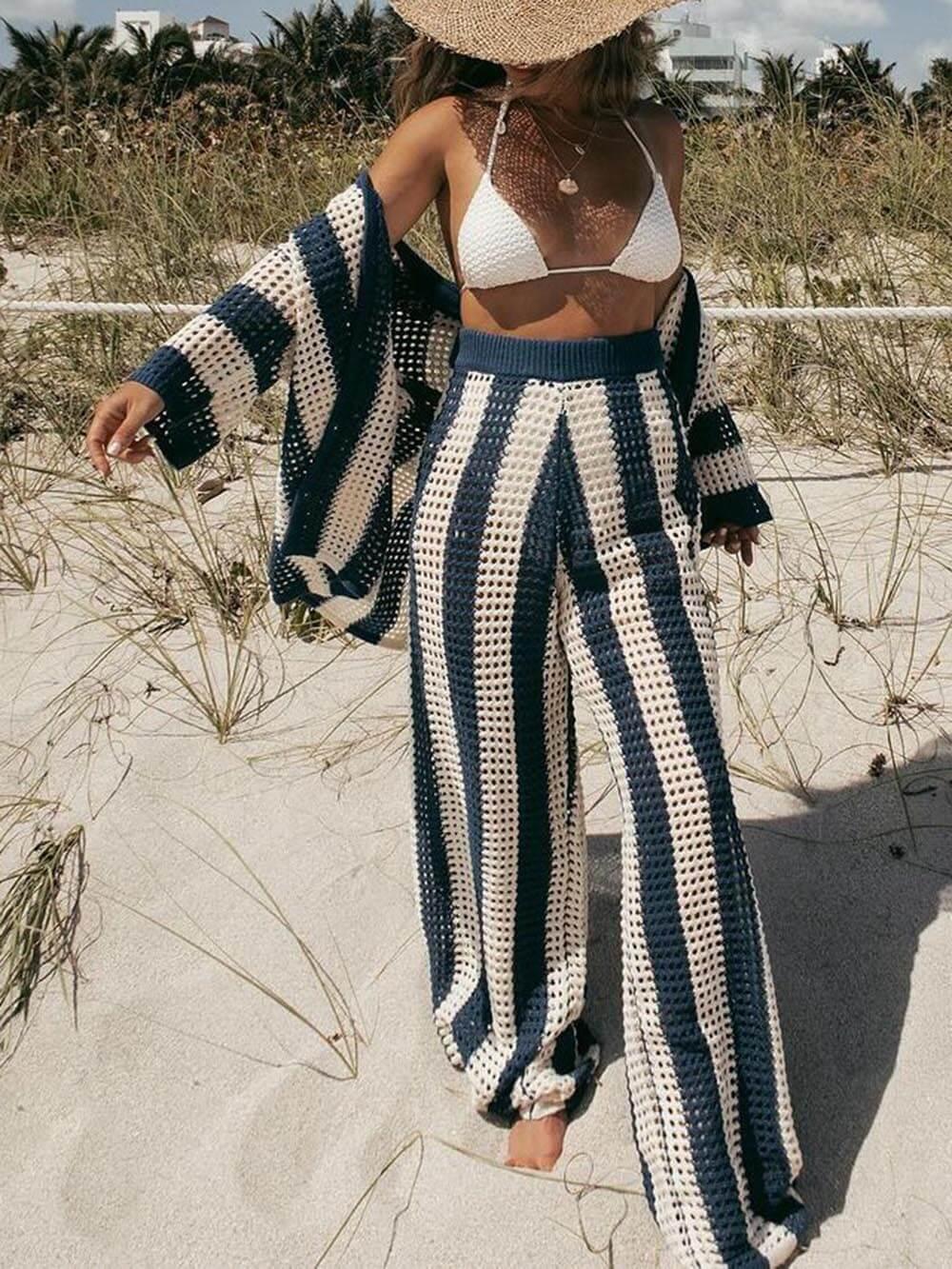 Sienna Striped Shirt and Wide Leg Pants Set