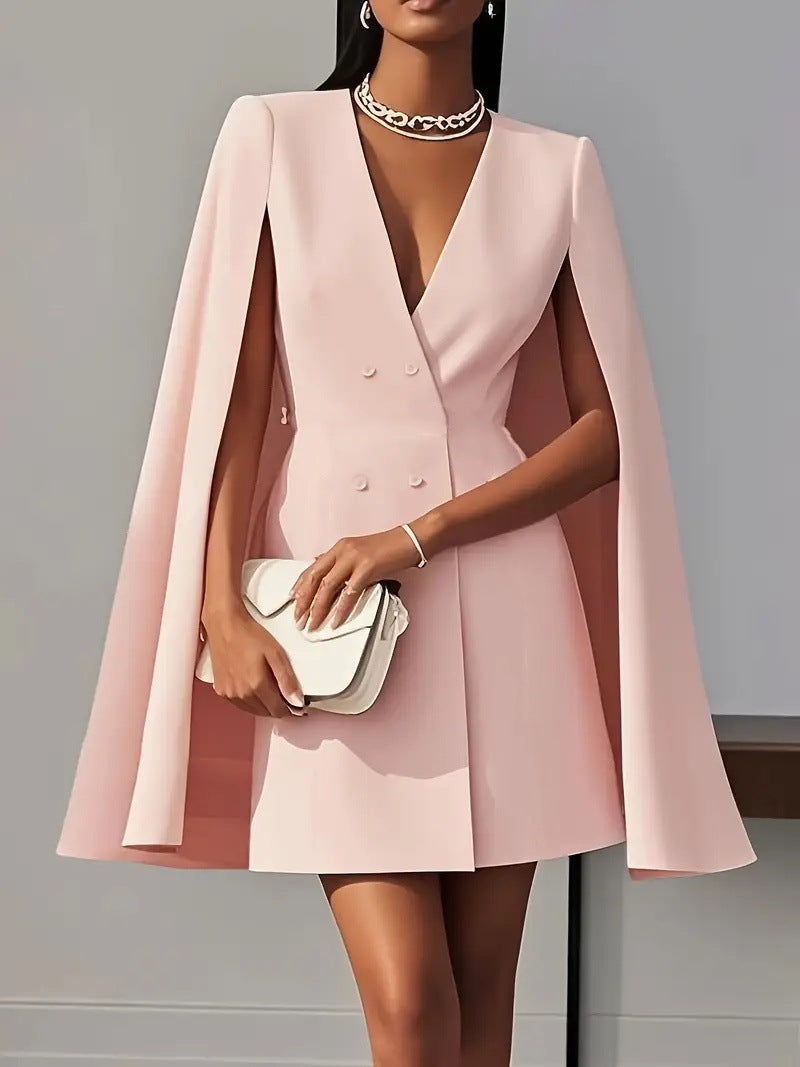 Celeste Cape-Style Suit Dress