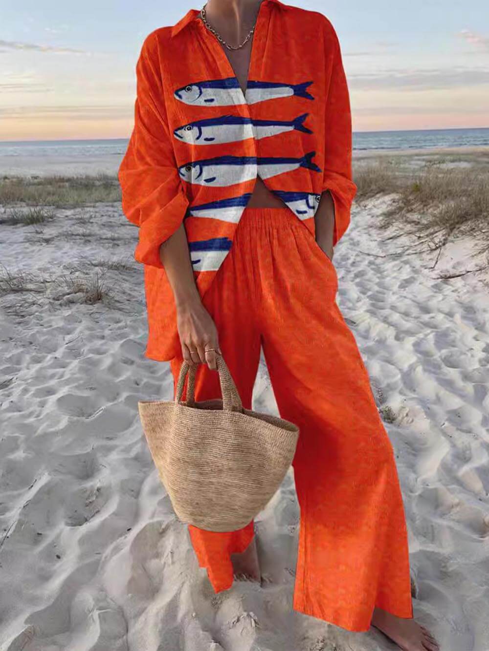 Sofia Oversized Shirt and Wide-Leg Pants Set