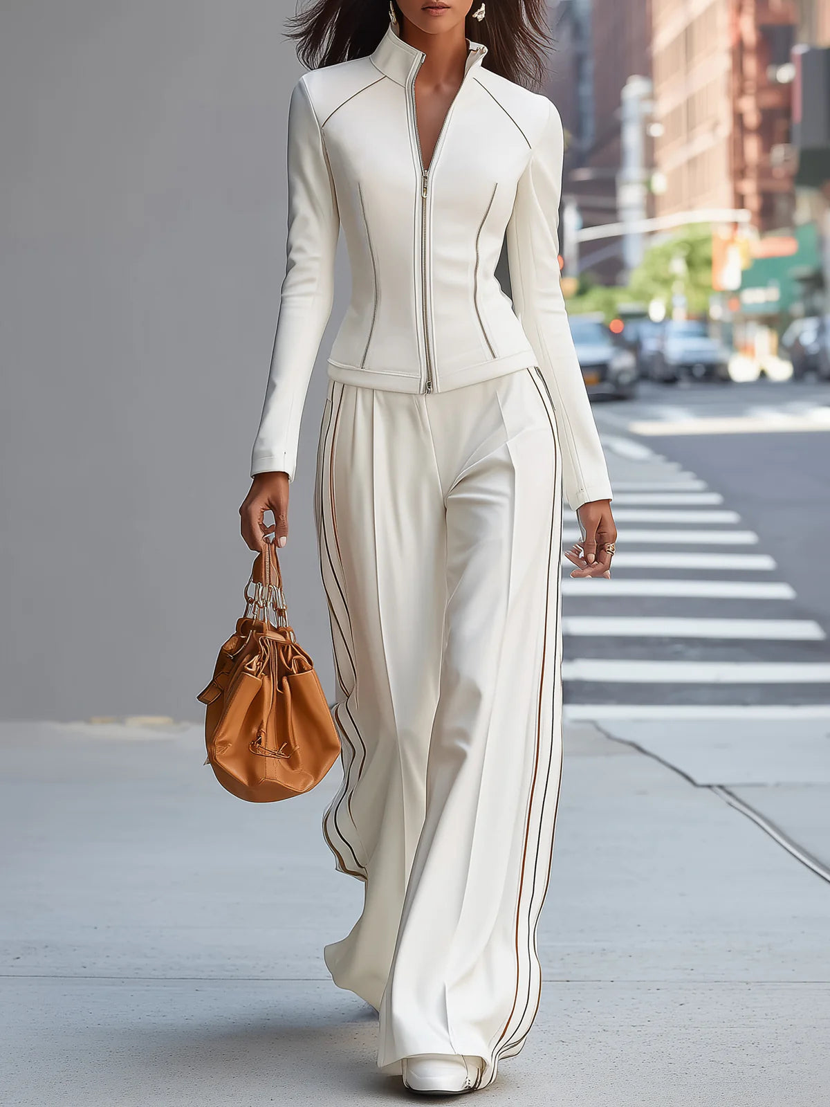 Lila Zip-Up Wide-Leg Pant Set