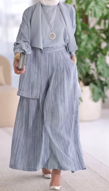Liam Vertical Striped Casual Three-Piece Set