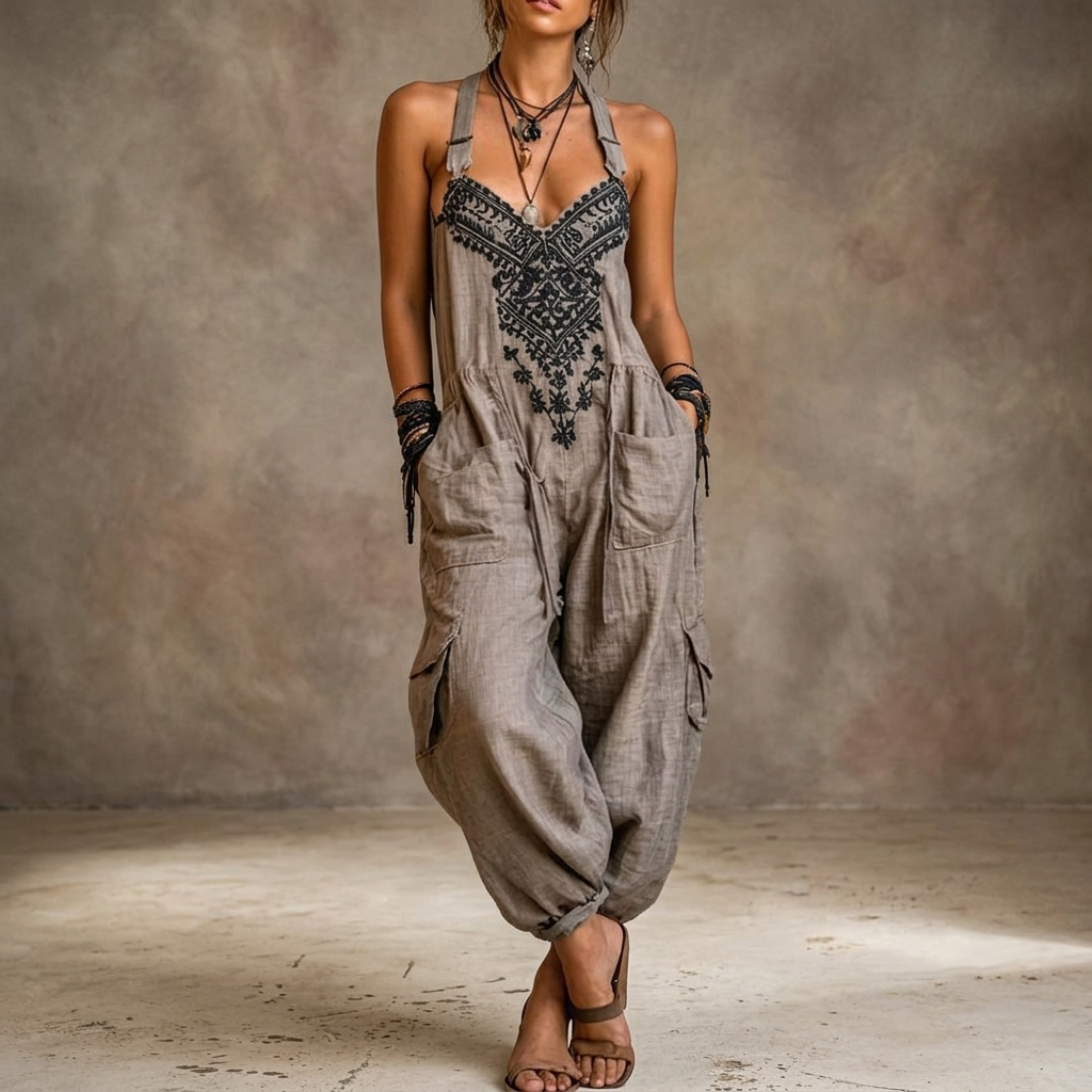 Allie | Embroidered Bohemian Jumpsuit