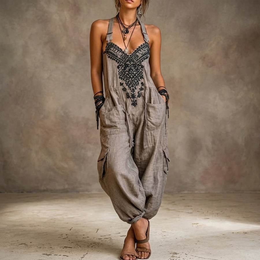 Allie | Embroidered Bohemian Jumpsuit