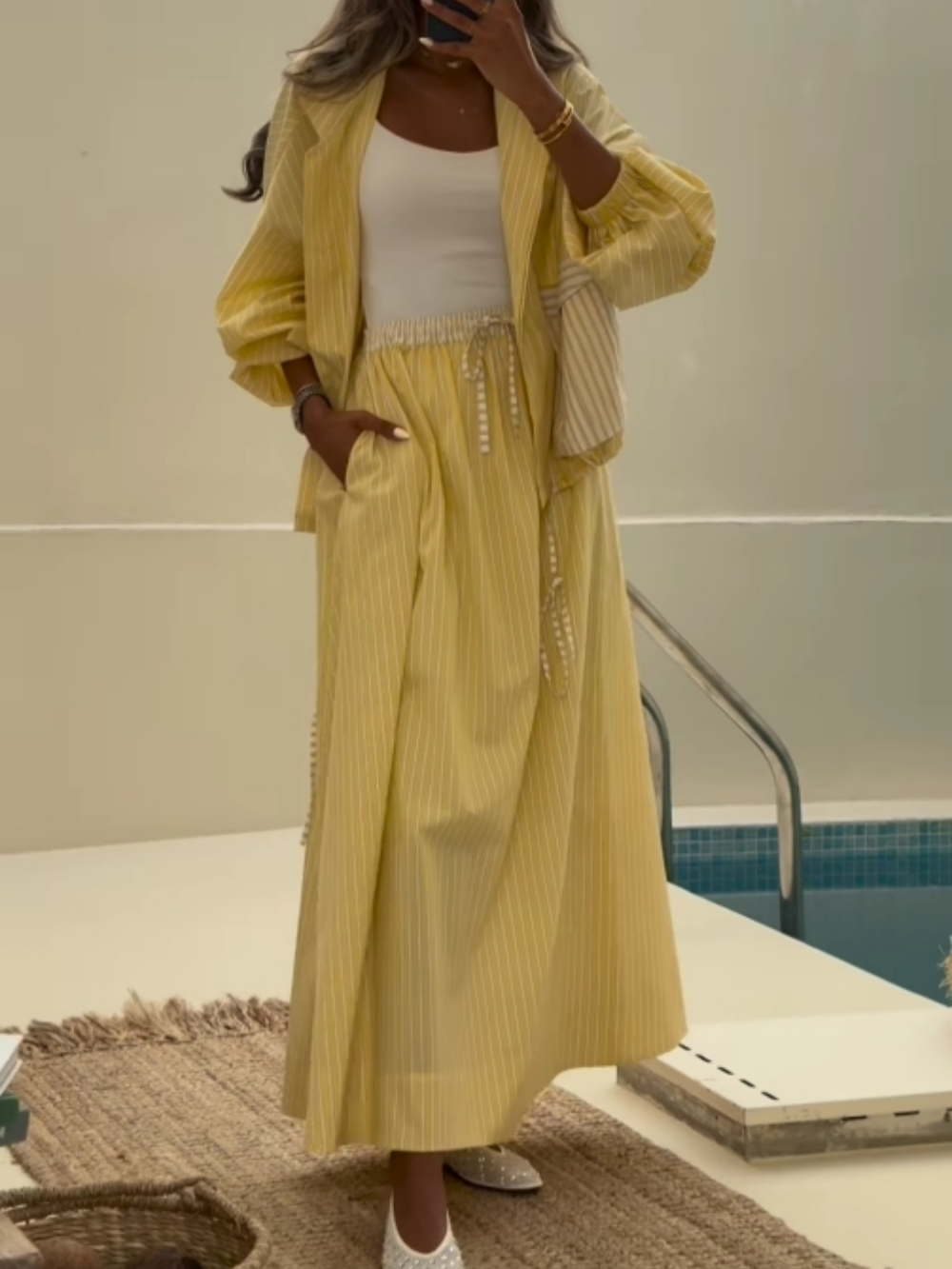 Sophie Yellow Striped Casual Set