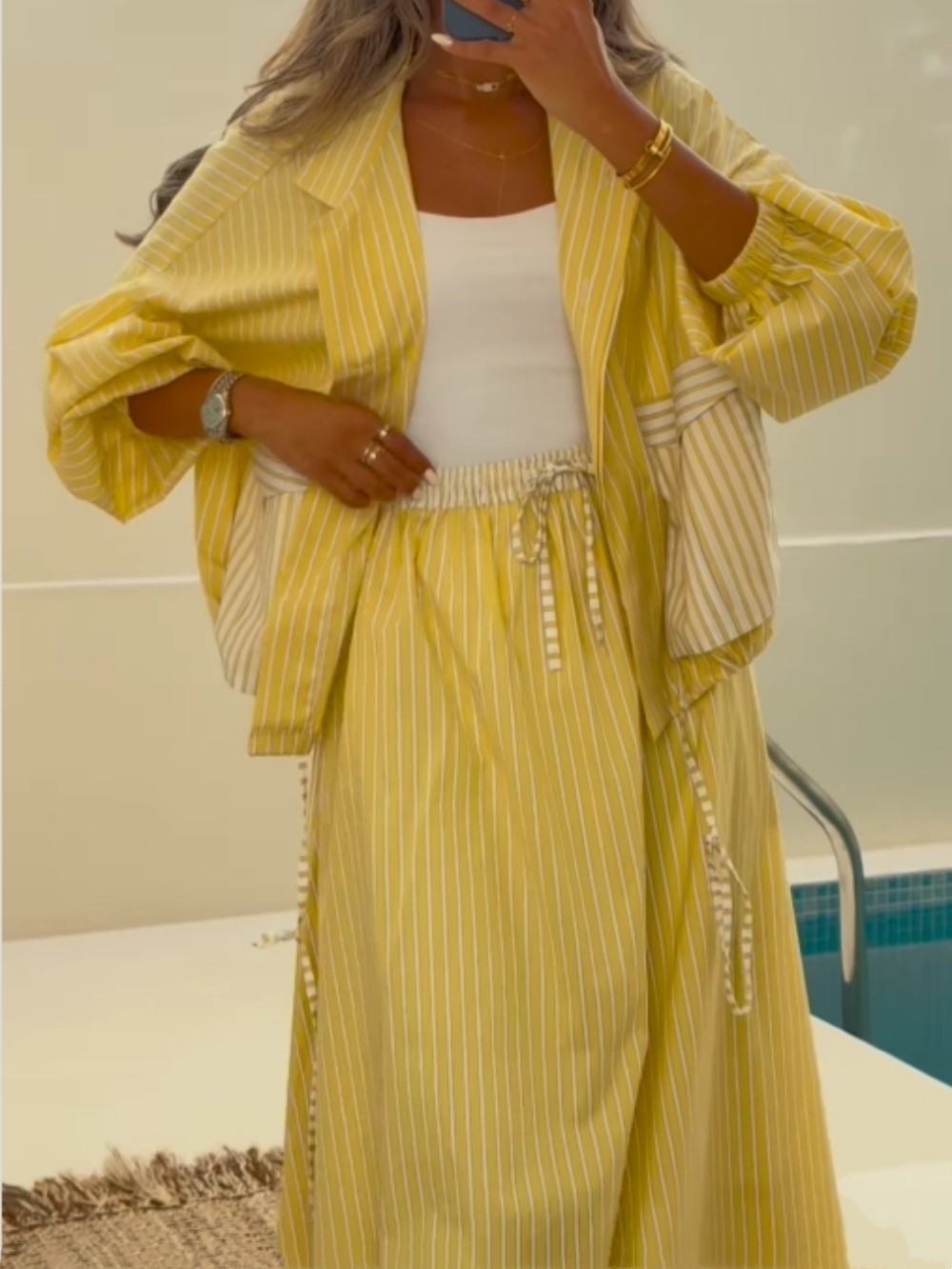 Sophie Yellow Striped Casual Set