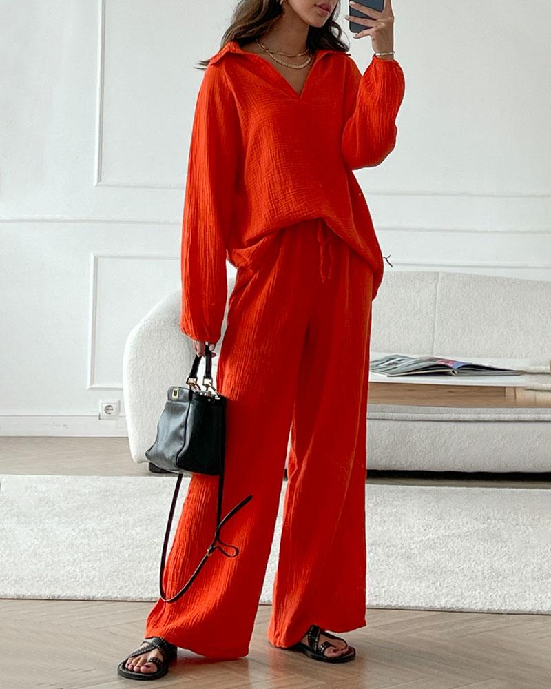 Autumn V-Neck Casual Set