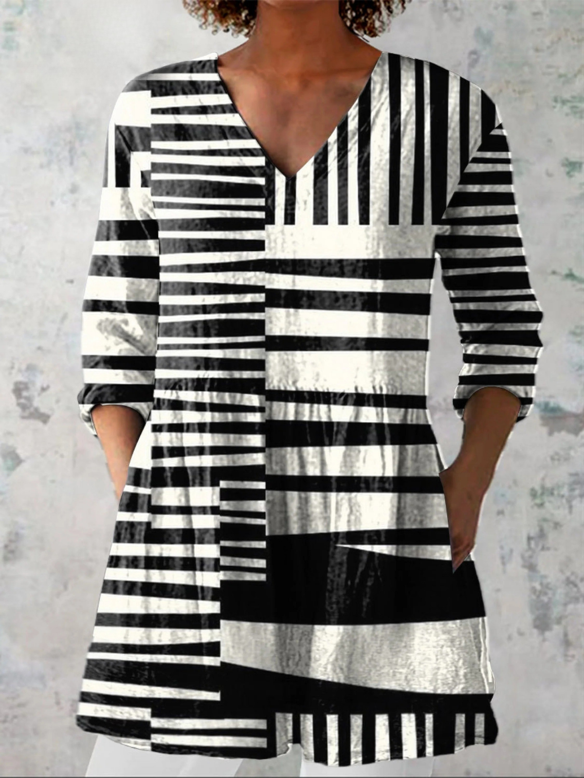 Sophie Long Blouse with V-Neck