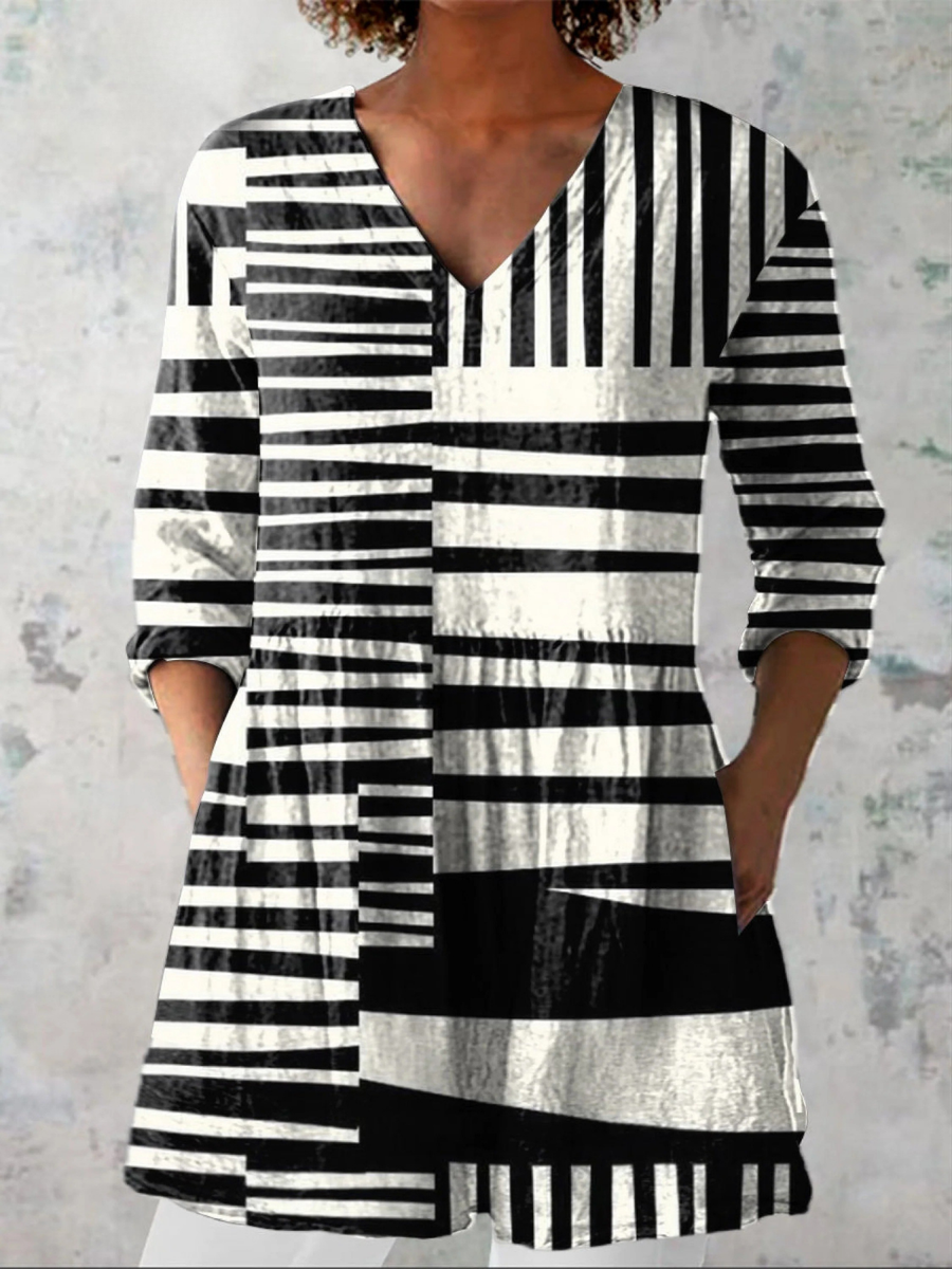 Sophie Long Blouse with V-Neck