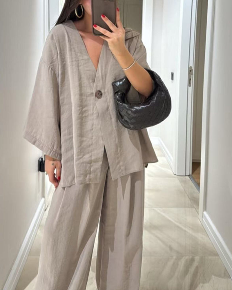 Sienna V-Neck Top & Pants Set