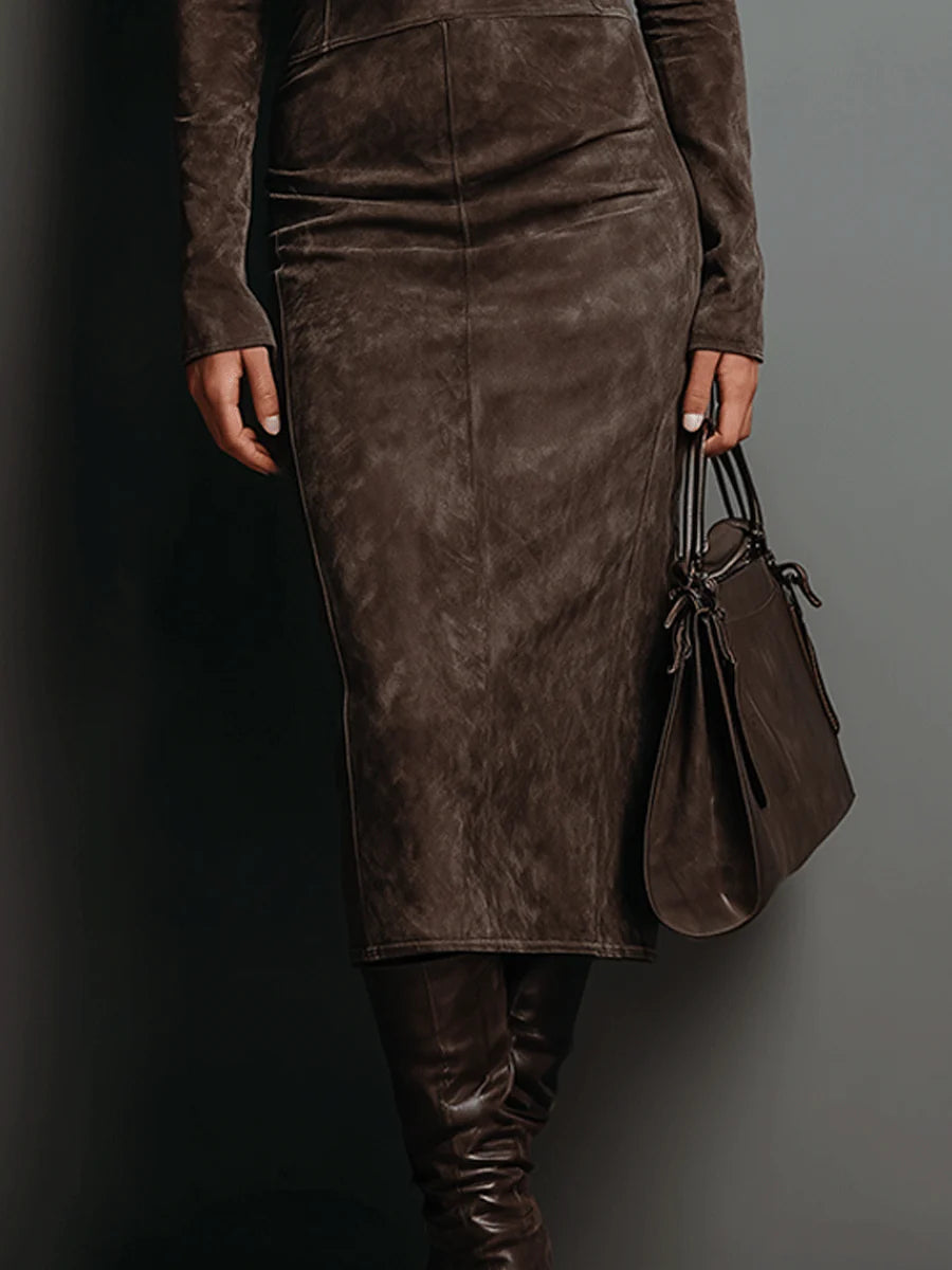 Ilaria | Midi Dress with High Collar and Long Sleeves