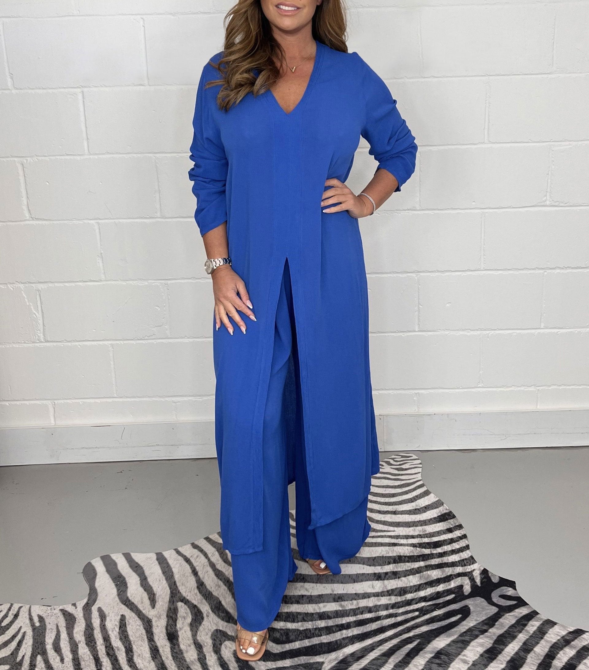 Sofia Casual Long Top and Matching Pants Set