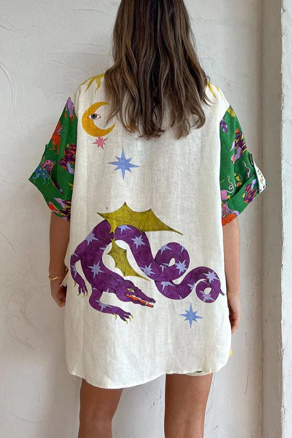Heavenly Print Blouse and Pocketed Shorts Set