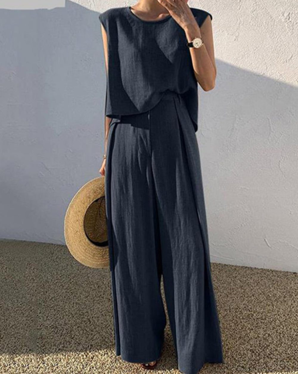 Sofia Linen Blend Casual Pants Set