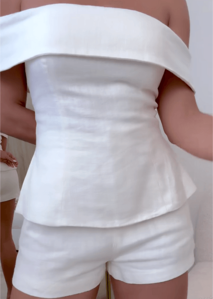 Liam White Cotton and Linen Two-piece Suit