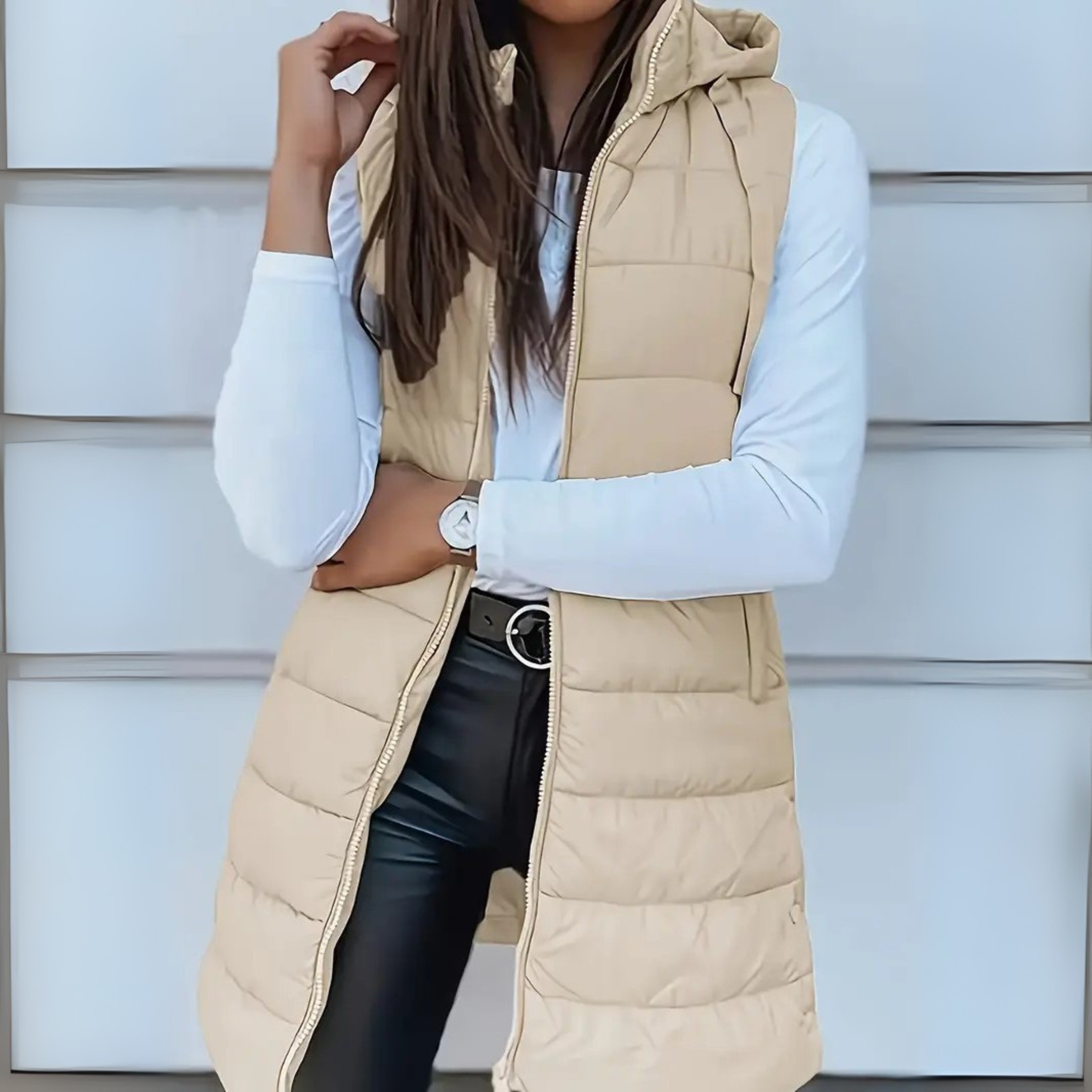 Aveline | Long Hooded Puffer Vest