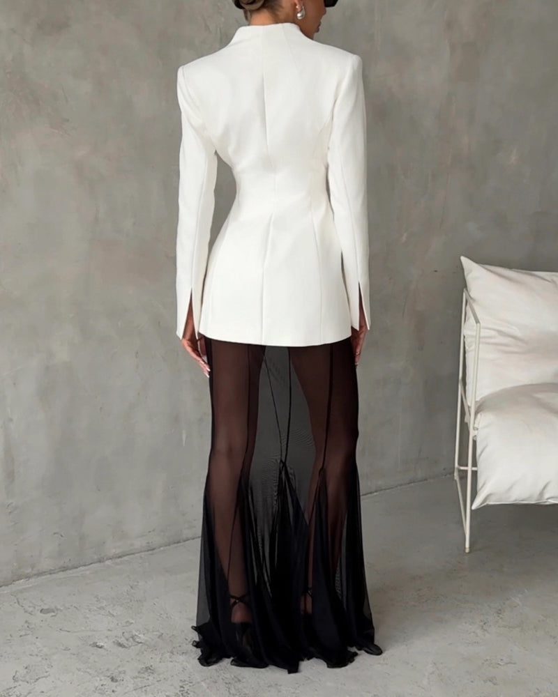Lila Fashion Jacket & Perspective Skirt Set
