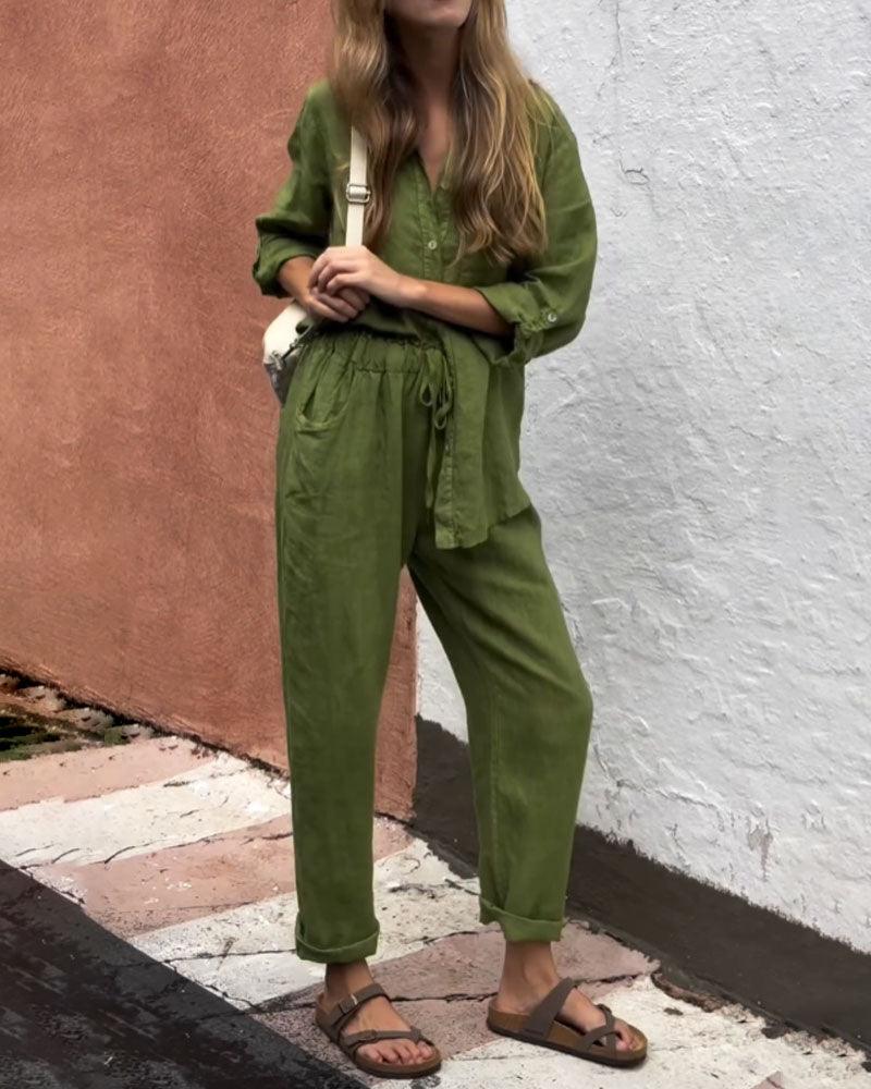 Liam V-Neck Shirt & Pants Set