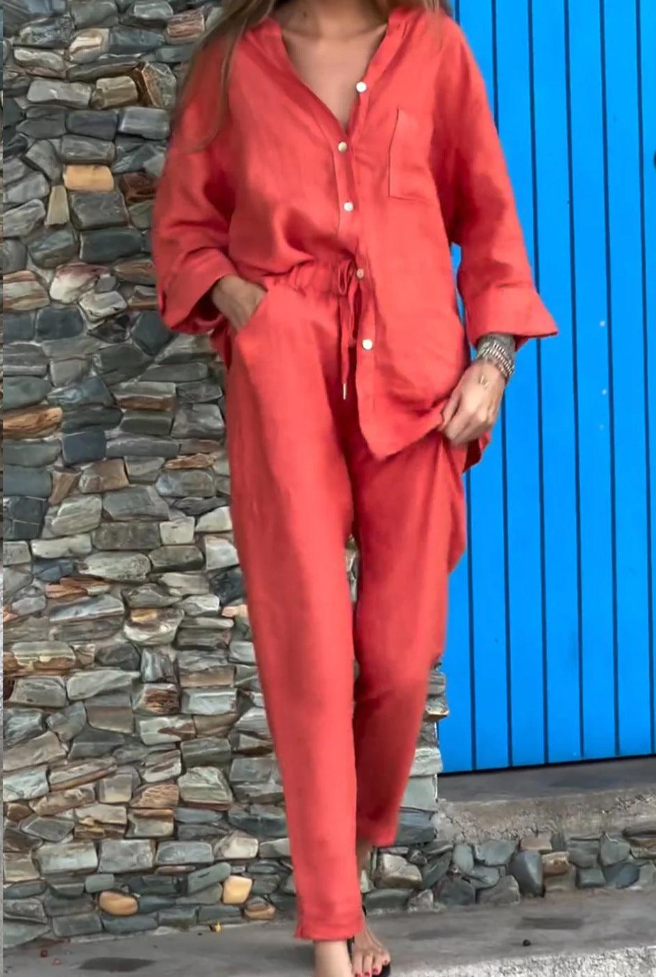 Liam V-Neck Shirt & Pants Set