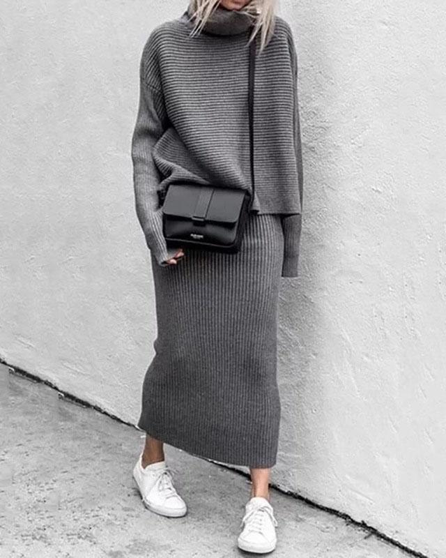 Celeste High Collar Two-Piece Suit