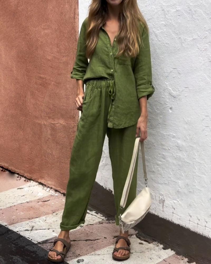 Liam V-Neck Shirt & Pants Set