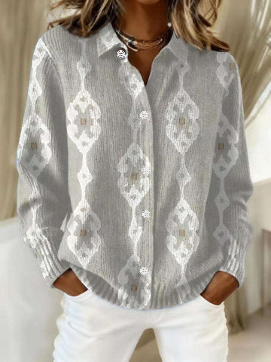 Constance | Elegant Knit Hoodie Blouse with Diamond Pattern