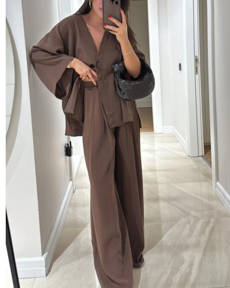 Sienna V-Neck Top & Pants Set