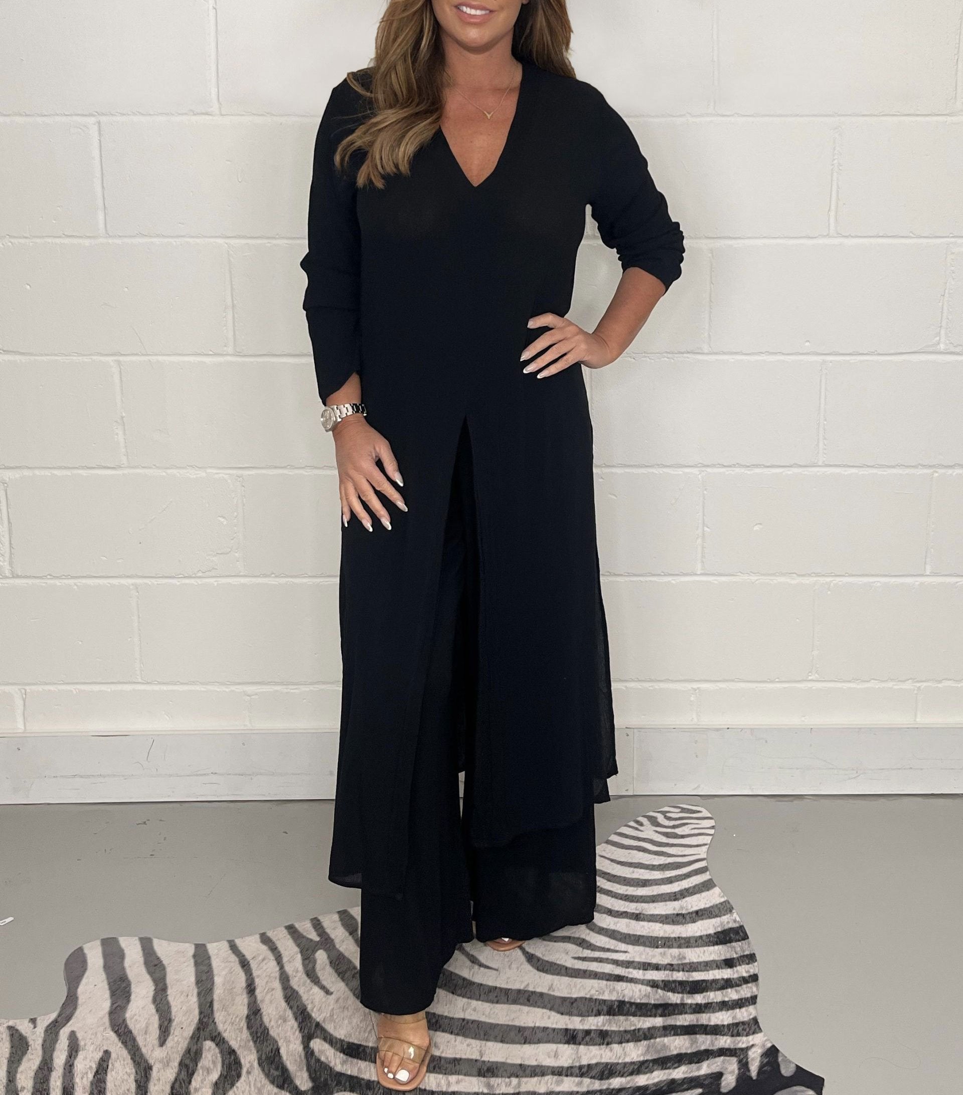 Sofia Casual Long Top and Matching Pants Set