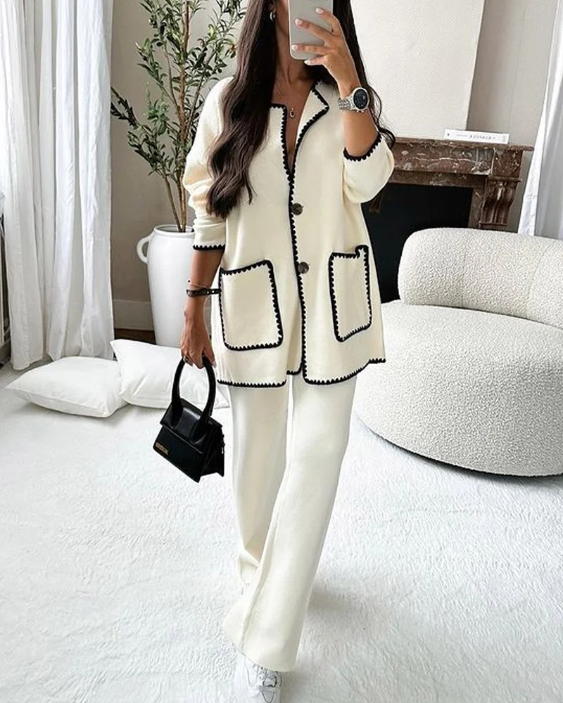 Sofia Edge Decorated Jacket Casual Pants Set