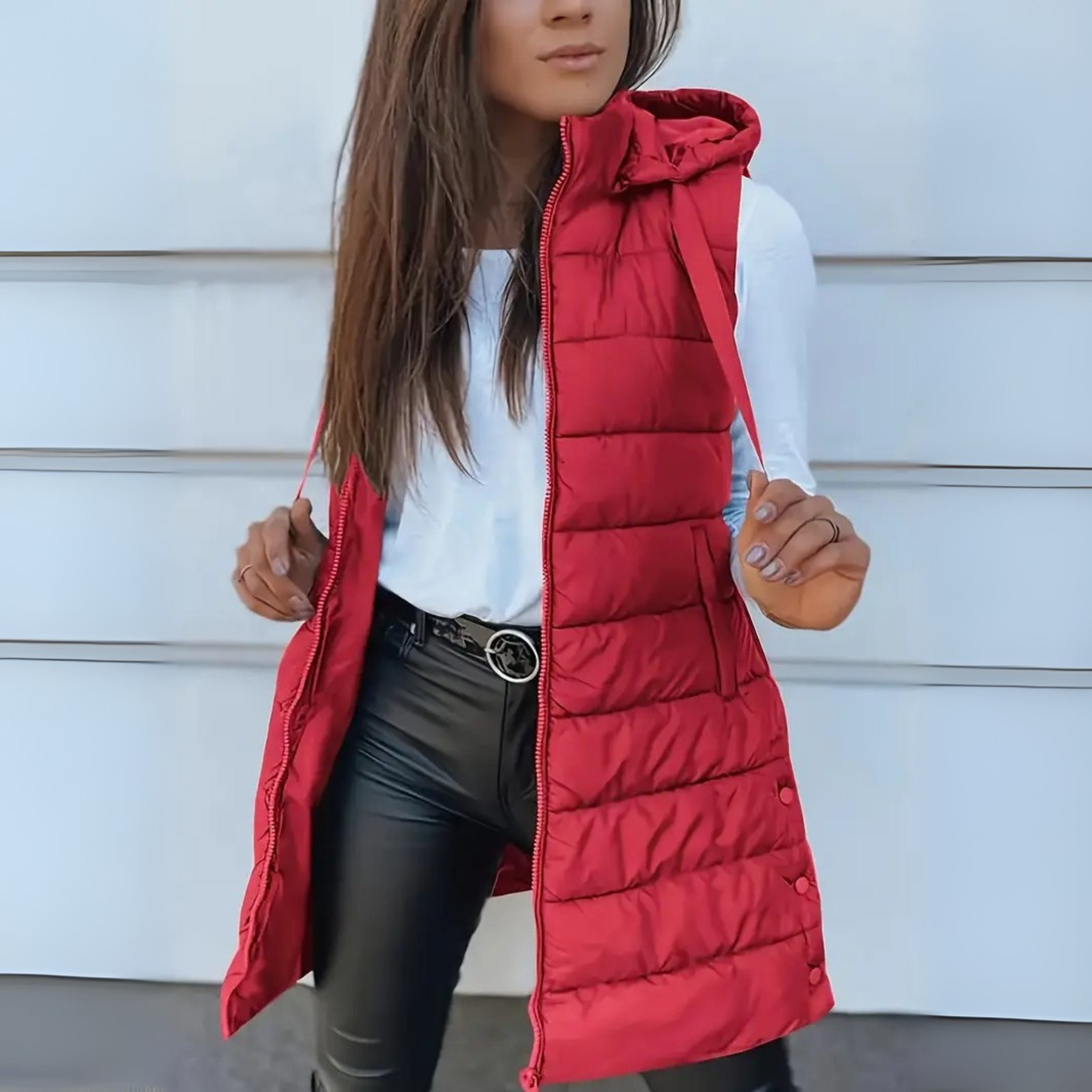Aveline | Long Hooded Puffer Vest