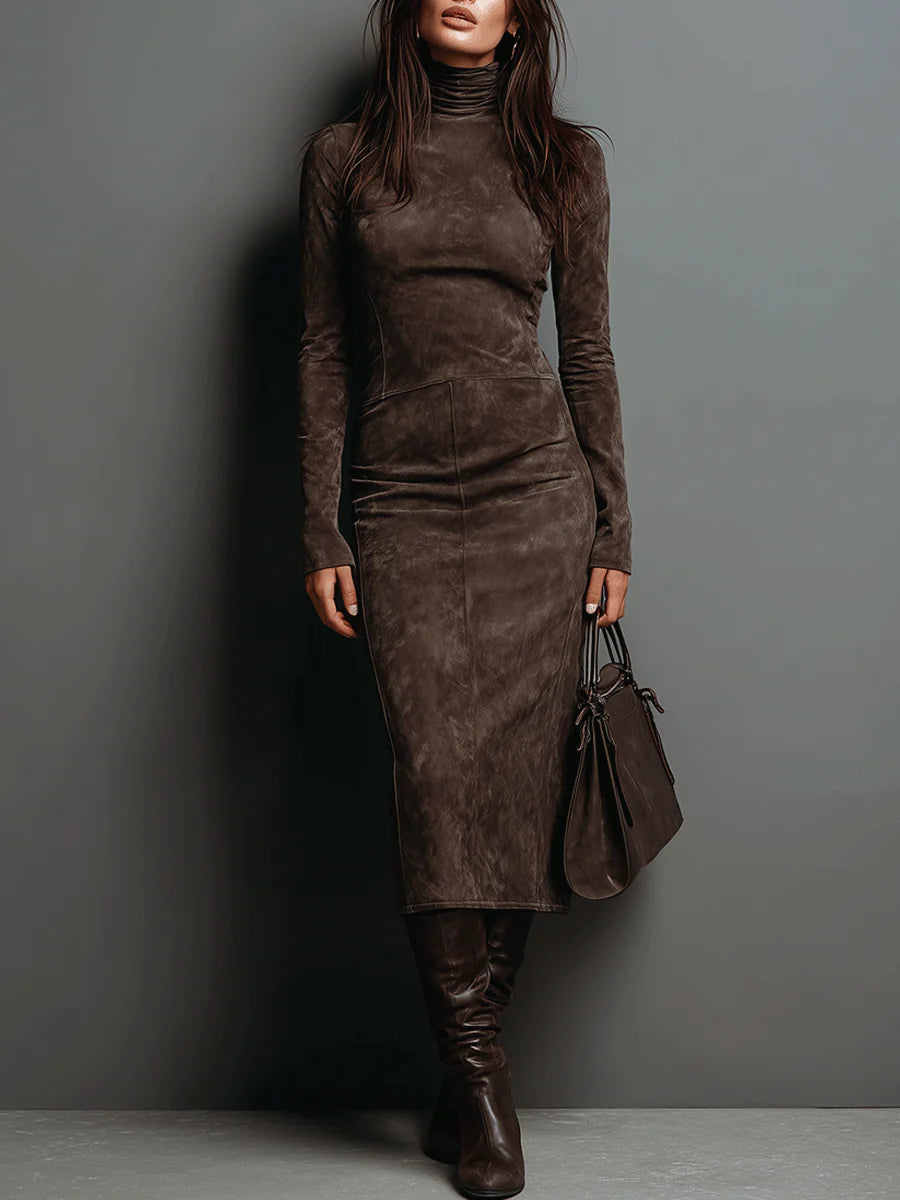 Ilaria | Midi Dress with High Collar and Long Sleeves