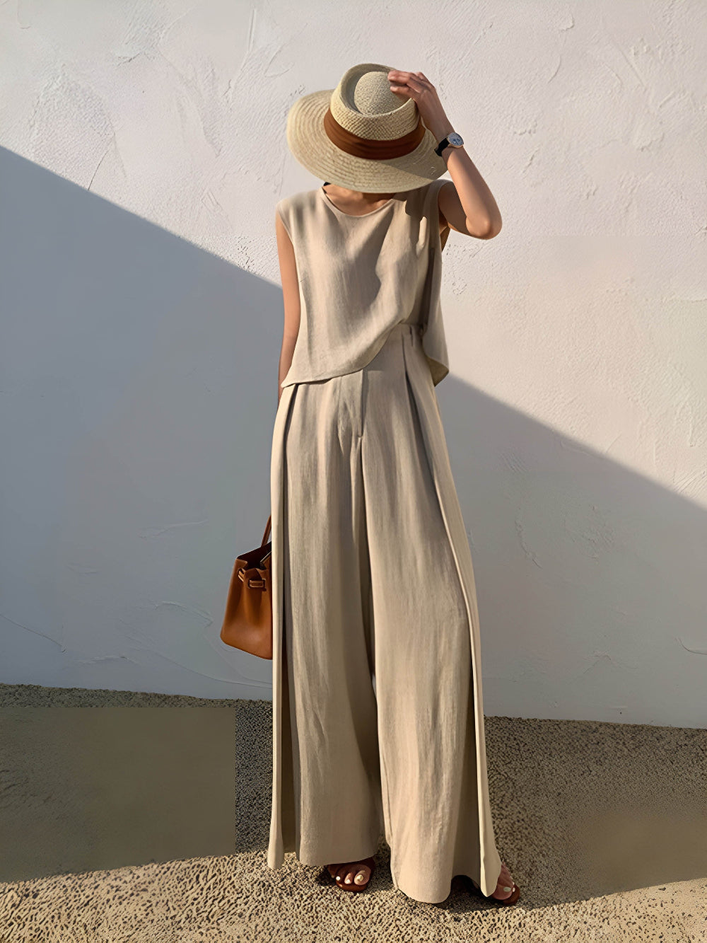 Sofia Linen Blend Casual Pants Set
