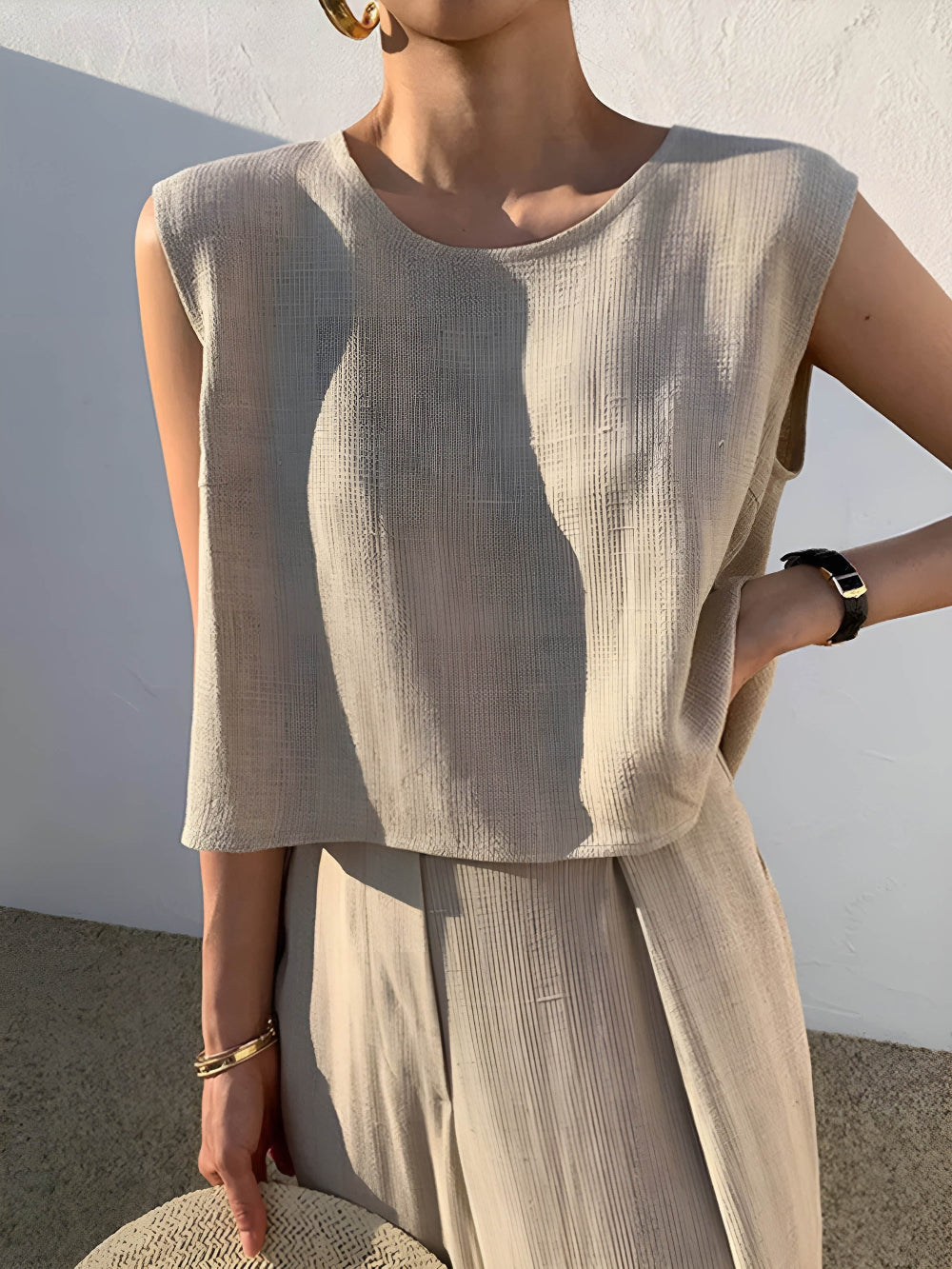 Sofia Linen Blend Casual Pants Set