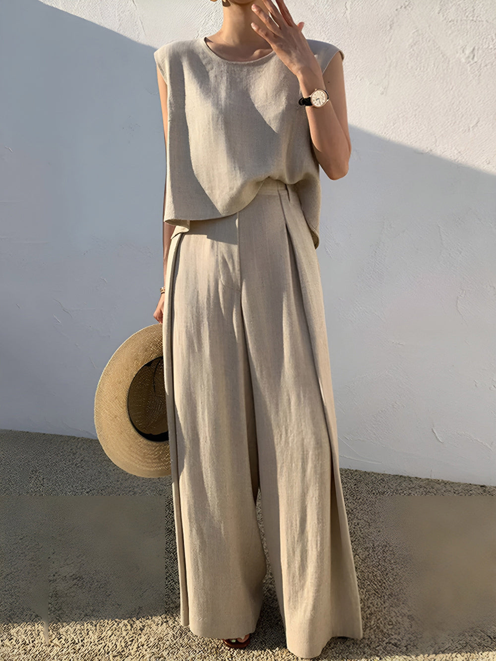Sofia Linen Blend Casual Pants Set