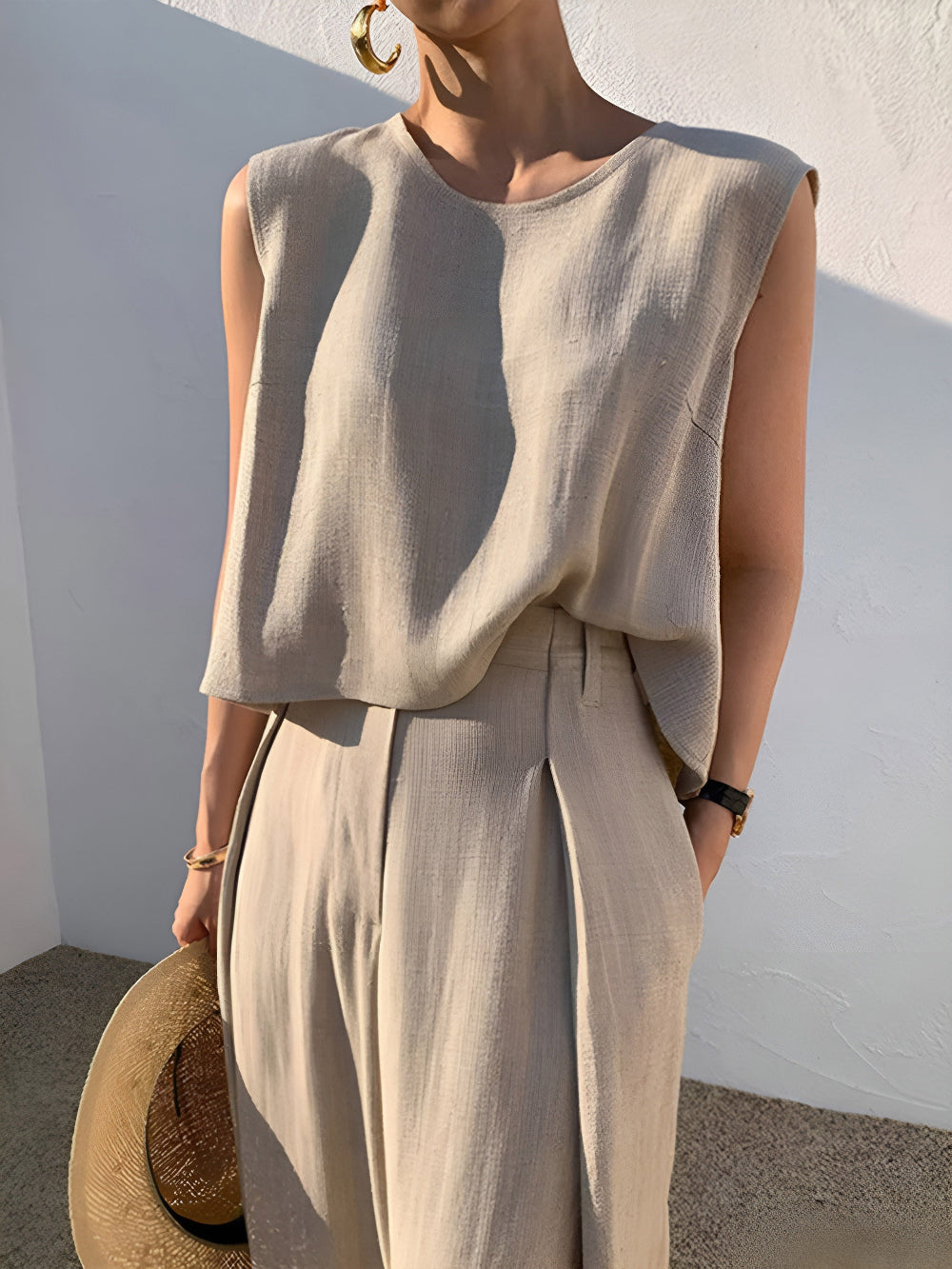 Sofia Linen Blend Casual Pants Set