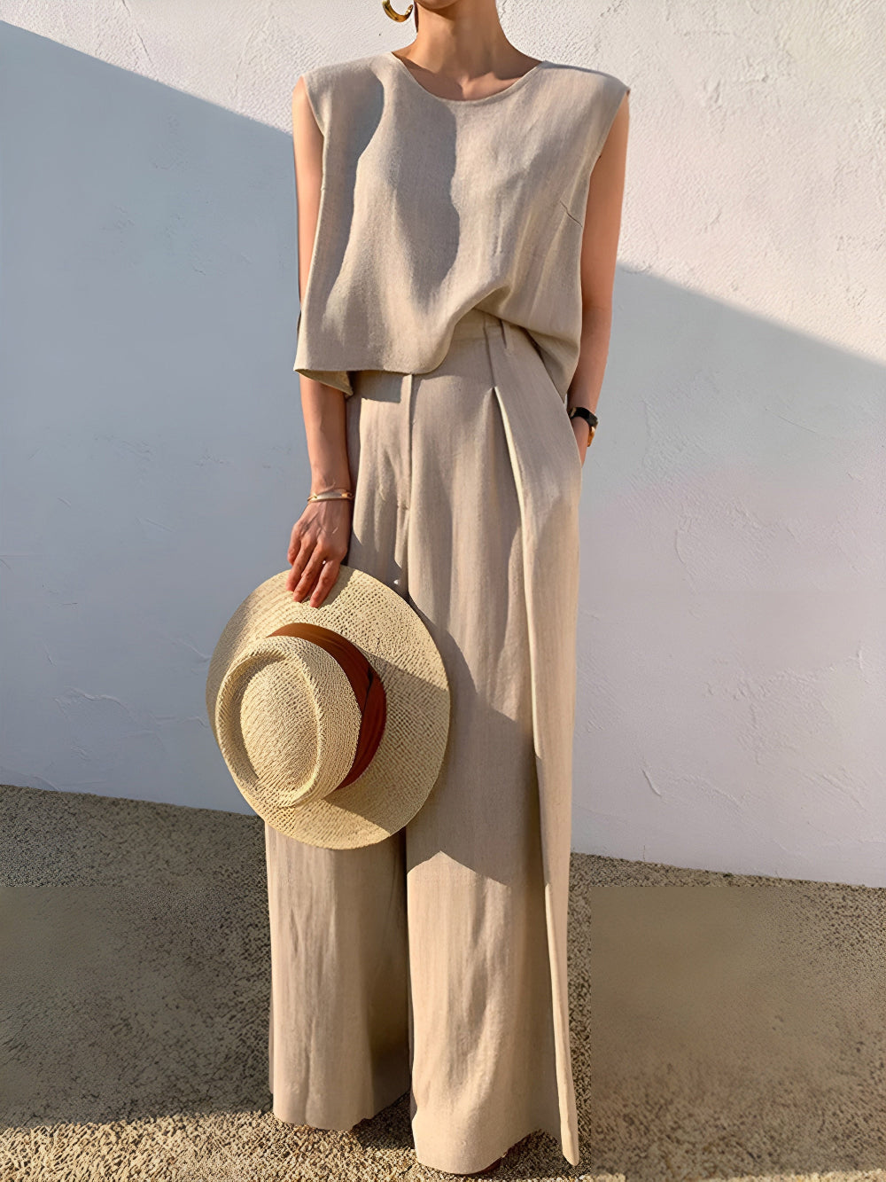 Sofia Linen Blend Casual Pants Set