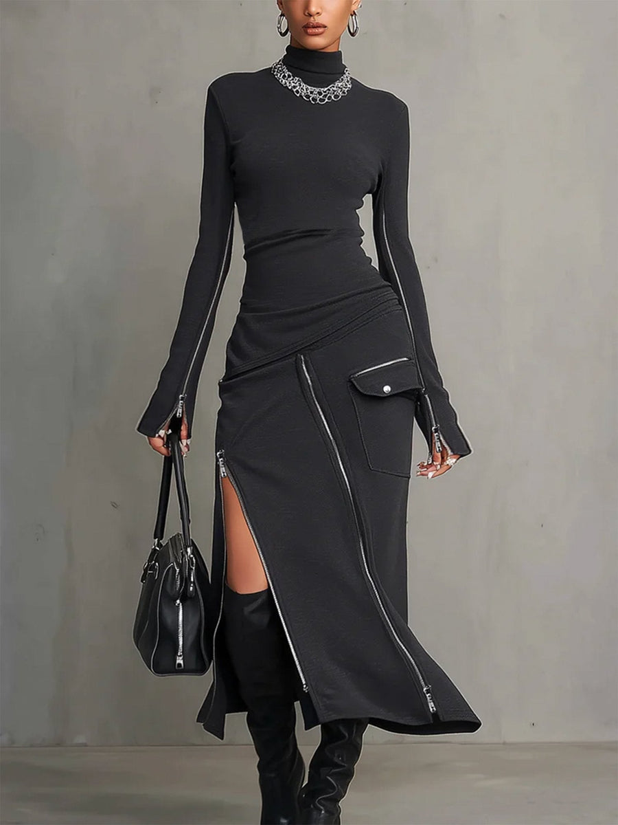 Elena High-Neck Zipper Pocket Set