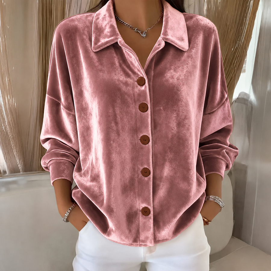 Sofia | Velvet Button-Front Shirt